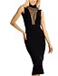 cheap Women&#039;s Dresses-Women&#039;s Club Bodycon Dress - Patchwork Mesh / Split Crew Neck