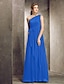 cheap Bridesmaid Dresses-Sheath / Column Bridesmaid Dress One Shoulder Sleeveless Floor Length Chiffon with Side Draping 2022