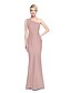 cheap Bridesmaid Dresses-Mermaid / Trumpet One Shoulder Floor Length Lace / Satin Bridesmaid Dress with Lace by LAN TING BRIDE®