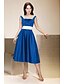 cheap The Wedding Store-Ball Gown / A-Line Bridesmaid Dress Straps Sleeveless Color Block Tea Length Satin with Sash / Ribbon / Draping 2022