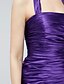 cheap Cocktail Dresses-Sheath / Column Open Back Homecoming Cocktail Party Dress Halter Neck Sleeveless Knee Length Stretch Satin with Ruched 2021