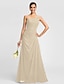 halpa Morsiusneitojen mekot-A-Line Bridesmaid Dress One Shoulder Sleeveless Floor Length Chiffon with Criss Cross