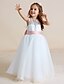cheap Flower Girl Dresses-Ball Gown Floor Length Flower Girl Dress First Communion Cute Prom Dress Lace with Sash / Ribbon See Through Fit 3-16 Years
