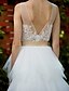 cheap Wedding Dresses-Wedding Dresses A-Line V Neck Sleeveless Floor Length Lace Bridal Gowns With Sash / Ribbon Appliques 2023