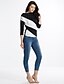 cheap Plus Size Tops-Women&#039;s T shirt Striped Round Neck Daily Weekend Modern Style Long Sleeve Tops Classic &amp; Timeless Wine Black Purple