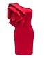abordables robe soirée-Femme Soirée Chic de Rue Gaine Robe - Dos Nu / A Volants, Couleur Pleine Une Epaule Mi-long