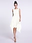 cheap Bridesmaid Dresses-A-Line Scoop Neck Knee Length Chiffon Bridesmaid Dress with Criss Cross