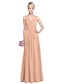 ieftine Rochii de Domnișoare de Onoare-A-Line V Neck Floor Length Georgette Bridesmaid Dress with Side Draping / Criss Cross by LAN TING BRIDE®