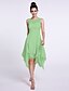 cheap Bridesmaid Dresses-A-Line Scoop Neck Knee Length Chiffon Bridesmaid Dress with Criss Cross