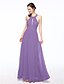 cheap Bridesmaid Dresses-A-Line Jewel Neck Floor Length Chiffon Bridesmaid Dress with Pleats