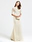 cheap Evening Dresses-Sheath / Column Jewel Neck Floor Length All Over Lace Formal Evening Dress with Pearls / Beading / Appliques