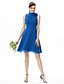 cheap Bridesmaid Dresses-A-Line High Neck Knee Length Chiffon Bridesmaid Dress with Pleats / Ruched / Flower