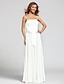 cheap Bridesmaid Dresses-A-Line Strapless Floor Length Chiffon Bridesmaid Dress with Sash / Ribbon by LAN TING BRIDE® / Open Back