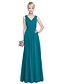 cheap Bridesmaid Dresses-A-Line V Neck Floor Length Georgette Bridesmaid Dress with Side Draping / Criss Cross by LAN TING BRIDE®