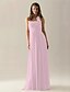 cheap Bridesmaid Dresses-A-Line Halter Neck Floor Length Chiffon Bridesmaid Dress with Draping / Ruffles / Ruched