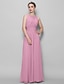 cheap Bridesmaid Dresses-A-Line Bridesmaid Dress Scoop Neck Sleeveless Elegant Ankle Length Georgette with Ruched / Draping