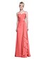 cheap Bridesmaid Dresses-Sheath / Column Straps Floor Length Chiffon Bridesmaid Dress with Beading / Criss Cross / Ruffles by LAN TING BRIDE®