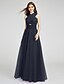 cheap Bridesmaid Dresses-A-Line V Neck Floor Length Tulle Bridesmaid Dress with Criss Cross by LAN TING BRIDE®