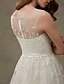 cheap Wedding Dresses-Wedding Dresses Sweep / Brush Train A-Line Regular Straps Scoop Neck Lace With Beading Appliques 2023 Bridal Gowns