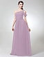 cheap The Wedding Store-A-Line Bridesmaid Dress One Shoulder Sleeveless Elegant Floor Length Chiffon with Ruched / Side Draping / Crystal Brooch 2022