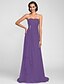 preiswerte Brautjungfernkleider-A-Line Bridesmaid Dress Strapless Sleeveless Lace Up Sweep / Brush Train Chiffon with Beading / Side Draping / Cascading Ruffles 2022