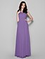 cheap Bridesmaid Dresses-Sheath / Column Scoop Neck Floor Length Chiffon Bridesmaid Dress with Draping by LAN TING BRIDE®