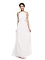 Недорогие Платья для подружек невесты-A-Line Bridesmaid Dress Halter Neck Sleeveless Elegant Floor Length Chiffon with Criss Cross / Ruched 2022