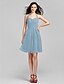 cheap Bridesmaid Dresses-A-Line Bridesmaid Dress Halter Neck Sleeveless Open Back Knee Length Chiffon with Criss Cross / Ruched 2022