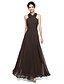 cheap The Wedding Store-A-Line Bridesmaid Dress Halter / Y Neck Sleeveless Open Back Floor Length Chiffon with Sash / Ribbon / Criss Cross / Ruched 2022