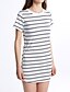 cheap Mini Dresses-Women&#039;s Cotton Shift Dress - Striped White Mini Crew Neck / Fine Stripe