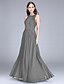 cheap Bridesmaid Dresses-Sheath / Column Jewel Neck Floor Length Chiffon Bridesmaid Dress with Lace by LAN TING BRIDE®