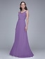 cheap Bridesmaid Dresses-Sheath / Column Spaghetti Strap Floor Length Chiffon Bridesmaid Dress with Crystals by LAN TING BRIDE®