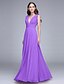 cheap Bridesmaid Dresses-Sheath / Column Bridesmaid Dress V Neck Sleeveless Elegant Floor Length Chiffon with Ruched / Draping 2022