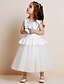 cheap Flower Girl Dresses-A-Line Tea Length Flower Girl Dress - Cotton Tulle Sleeveless Jewel Neck with Draping by thstylee