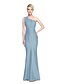 cheap Bridesmaid Dresses-Mermaid / Trumpet One Shoulder Floor Length Lace / Satin Bridesmaid Dress with Lace by LAN TING BRIDE®