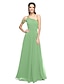 cheap Bridesmaid Dresses-A-Line Bridesmaid Dress One Shoulder Sleeveless Elegant Floor Length Chiffon with Pleats 2022