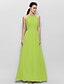 cheap Bridesmaid Dresses-Sheath / Column Jewel Neck Floor Length Chiffon Bridesmaid Dress with Draping