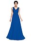 cheap Bridesmaid Dresses-A-Line V Neck Floor Length Georgette Bridesmaid Dress with Bow(s) / Sash / Ribbon by LAN TING BRIDE® / Open Back