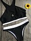 abordables Maillots de Bain Femme &amp; Bikinis-Femme Sportif Bikinis Maillot de bain Couleur Pleine Licou Maillots de Bain Maillots de bain Noir