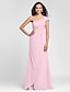 cheap Bridesmaid Dresses-Sheath / Column One Shoulder Floor Length Chiffon Bridesmaid Dress with Side Draping / Criss Cross by LAN TING BRIDE®