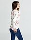 olcso Női pólók-Alkalmi Casual/hétköznapi Vintage Utcai sikk V-alakú-Női Póló,Virágos Tavaszi Őszi Hosszú ujj Poliészter Közepes vastagságú