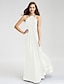 cheap Bridesmaid Dresses-Sheath / Column Halter Neck Floor Length Chiffon Bridesmaid Dress with Beading / Crystals / Ruffles by LAN TING BRIDE®