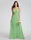 cheap The Wedding Store-A-Line Bridesmaid Dress V Neck / Spaghetti Strap Sleeveless Chic &amp; Modern Floor Length Chiffon with Criss Cross / Side Draping 2022