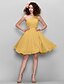 cheap Bridesmaid Dresses-A-Line Bridesmaid Dress One Shoulder Sleeveless All Celebrity Styles Knee Length Chiffon with Side Draping 2022