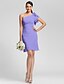 cheap Bridesmaid Dresses-Sheath / Column One Shoulder Knee Length Chiffon Bridesmaid Dress with Side Draping / Ruffles