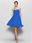 cheap Bridesmaid Dresses-A-Line Sweetheart Knee Length Chiffon Bridesmaid Dress with Criss Cross by LAN TING BRIDE®