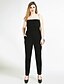 cheap Women&#039;s Jumpsuits &amp; Rompers-Cute Ann Women&#039;s Off Shoulder Plus Size Party / Daily / Holiday Vintage Strapless Black Navy Blue Jumpsuit Onesie, Polka Dot / Solid Colored Pure Color / Knitting XXXL XXXXL XXXXXL High Rise / Spring