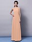 cheap Bridesmaid Dresses-Sheath / Column Jewel Neck Floor Length Chiffon Bridesmaid Dress with Sash / Ribbon / Ruched / Draping / Open Back