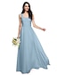 cheap Bridesmaid Dresses-A-Line Straps Floor Length Chiffon Bridesmaid Dress with Sash / Ribbon / Criss Cross / Ruched