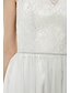 cheap Bridesmaid Dresses-A-Line Bridesmaid Dress Jewel Neck Short Sleeve Open Back Ankle Length Lace / Tulle with Sash / Ribbon 2022